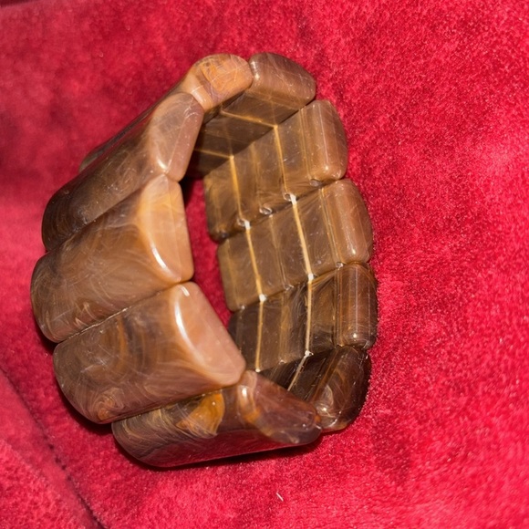 Vintage style Chocolate Brown Chunky Stretch  cuff bracelet - Picture 9 of 11